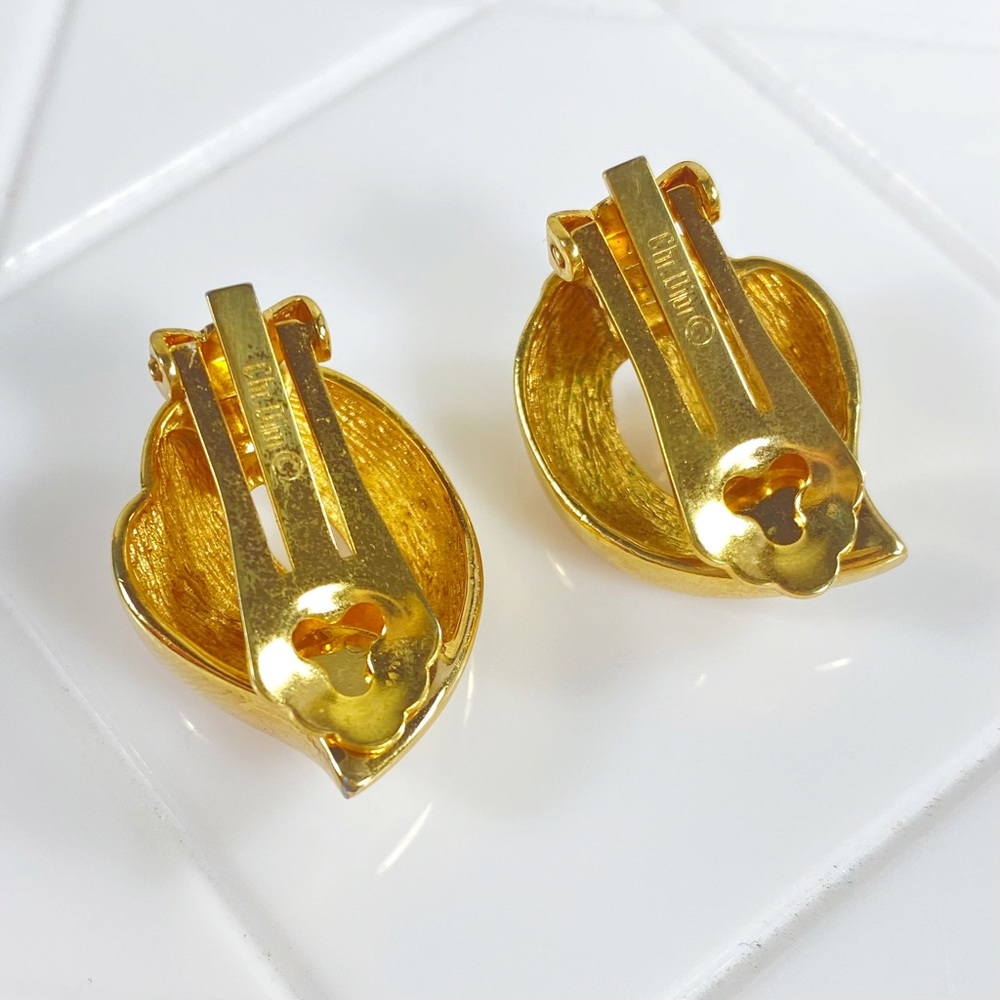 Christian Dior Gold Plated & Crystal Clip-On Earrings - Picture 3 of 6